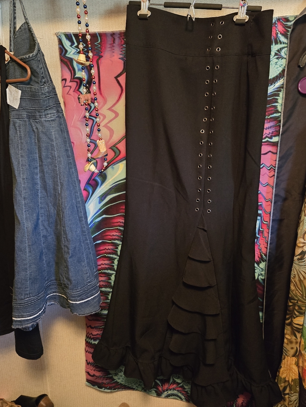 Black Ruffle-Back Maxi Skirt For Tall Gals